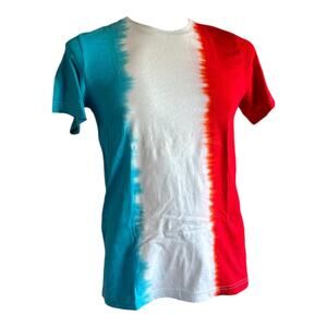 Unisex T-Shirt Size Medium Cotton Handmade Tie Dye Red White Blue USA Brand New